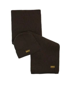 Barbour International Mens Beanie/Scarf Sweeper Legacy Gift Set Sage