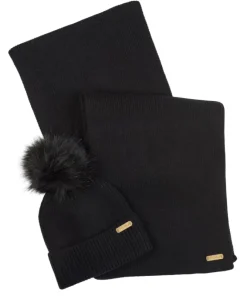 Barbour International Womens Scarf/Beanie Mallory Gift Set Black