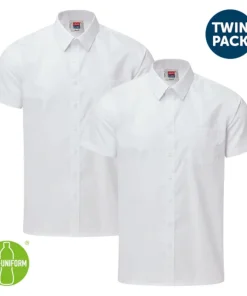 Boys Short Sleeve Shirt (Twin Pack): White