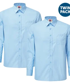 Boys Long Sleeve Shirt (Twin Pack): Blue