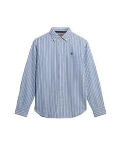 Superdry Womens Shirt Slim Oxford Button Down Broker Blue Stripe