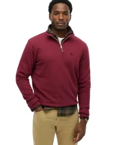 Superdry Mens Half Zip Jumper Port Red