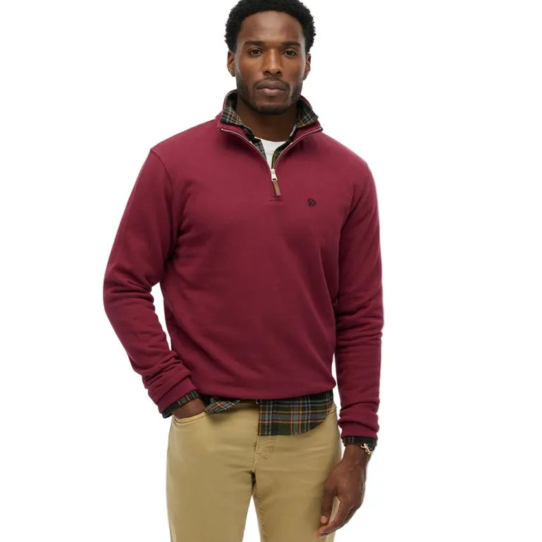 Superdry Mens Half Zip Jumper Port Red