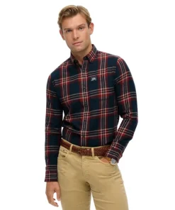 Superdry Mens Shirt L/S Cotton LumberJack Michigan Check Navy