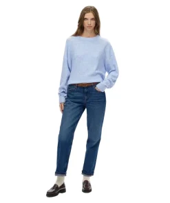 Superdry Womens Jumper Slouchy Crew Neck Pastel Blue Twist