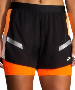 Brooks Run Visible 2.0 4 Inch 2 In 1 Womens Running Shorts - Black