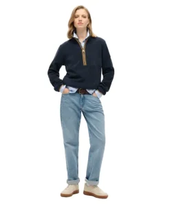 Superdry Womens Fleece Estate Half Zip Eclipse Navy