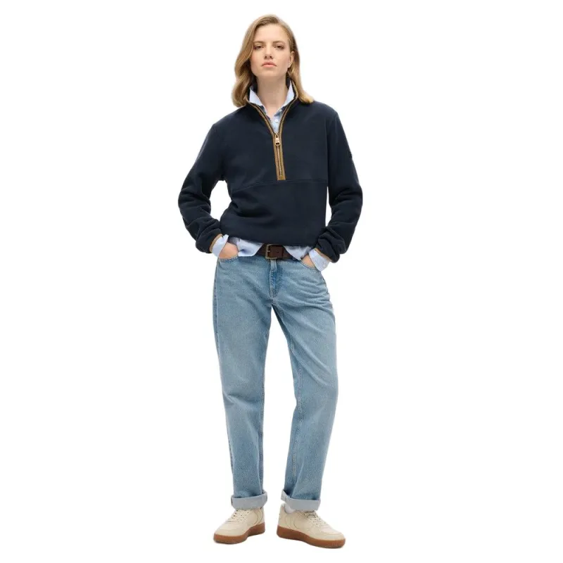 Superdry Womens Fleece Estate Half Zip Eclipse Navy