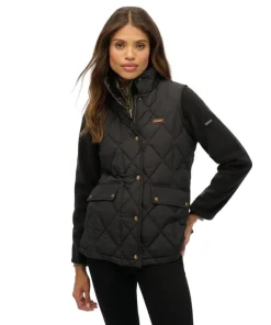 Superdry Womens Gilet Cord Trimmed Liner Black