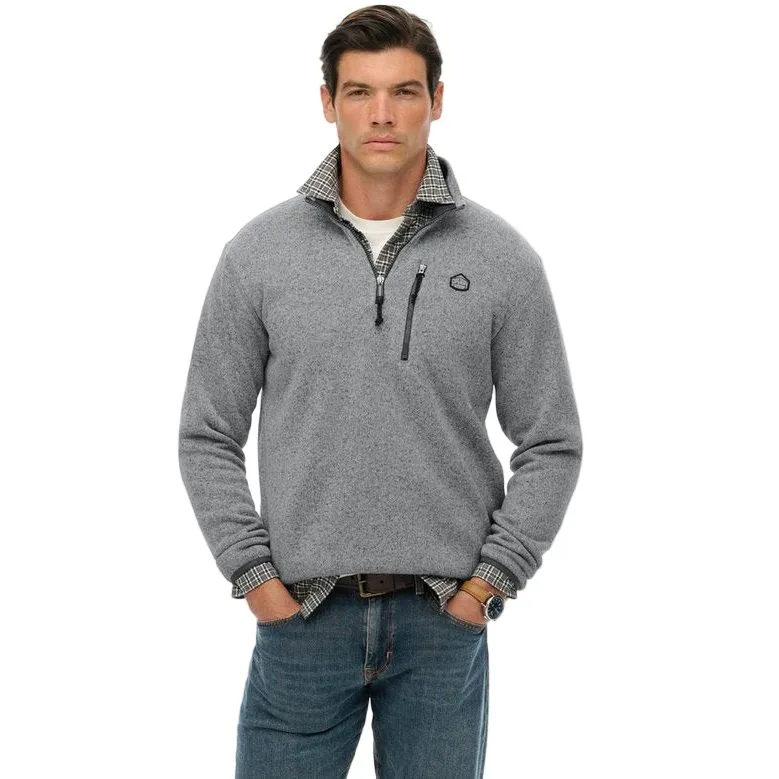 Superdry Mens Half Zip Storm Fleece Storm Light Grey - Image 2