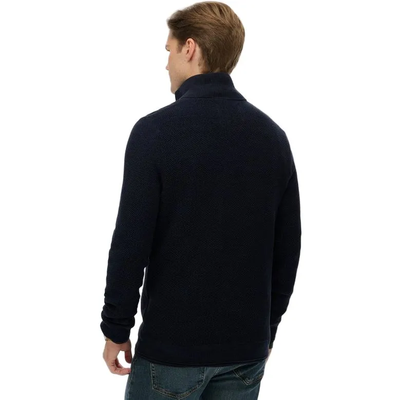 Superdry Mens Half Zip Cotton Texture Eclipse Navy Twist - Image 3