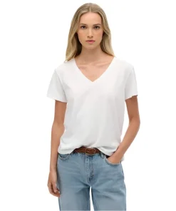 Superdry Womens T-Shirt Studios Slub Emb Vee Optic