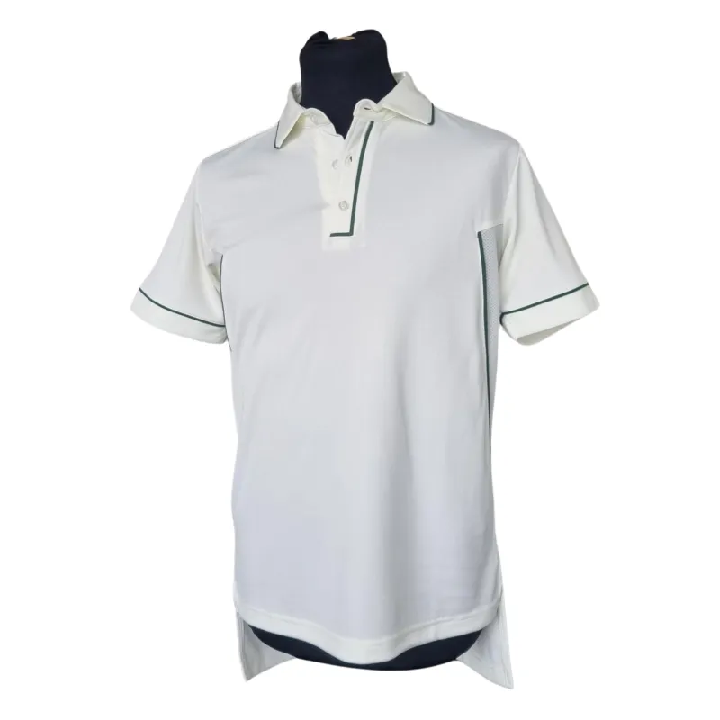 Salamander Polyester Cricket Shirt: Green Trim