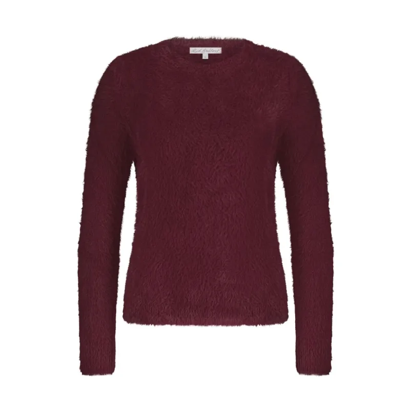Red Button Womens Jumper Fuzzy Puff Sleeve Ruby