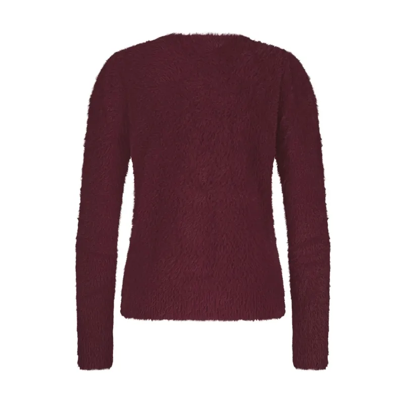 Red Button Womens Jumper Fuzzy Puff Sleeve Ruby - Image 2