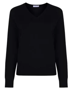 V Neck Sweater Girls Fit: Black