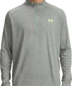 Under Armour Tech Textured Half Zip Long Sleeve Mens Running Top - Green
