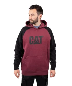 Caterpillar Raglan Hooded Sweatshirt Carmenere Heather/Black
