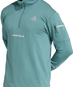 adidas Adi365 ClimaWarm+ Half Zip Long Sleeve Mens Running Top - Green