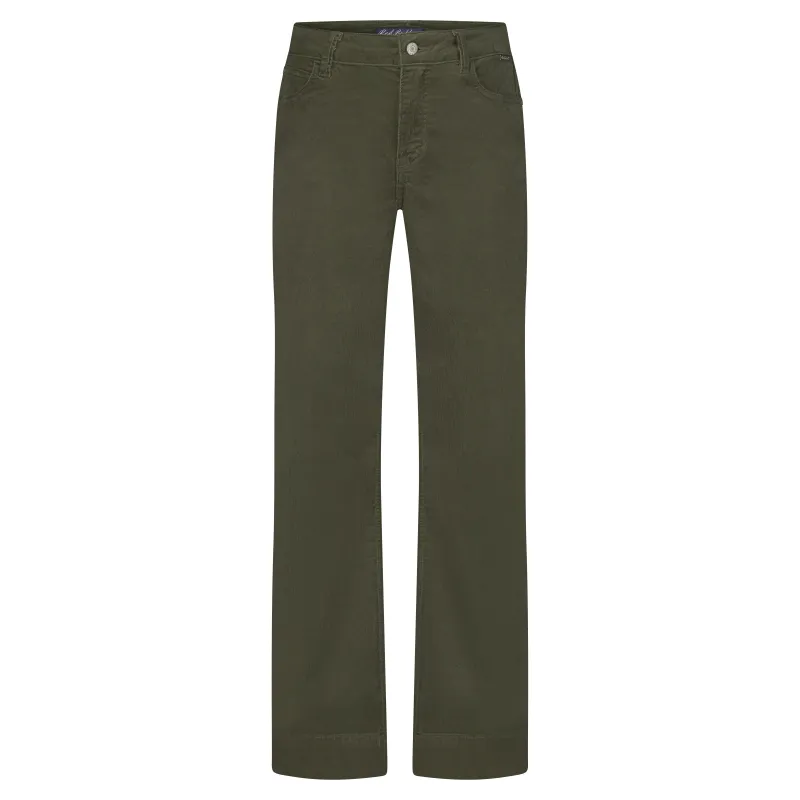 Red Button Womens Trousers Conny Shiny Cord Khaki