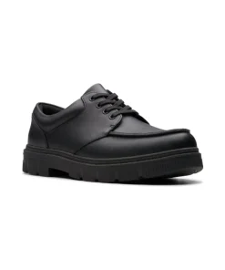 Clarks Boys School Shoe Lorcam Edge Y Black Leather