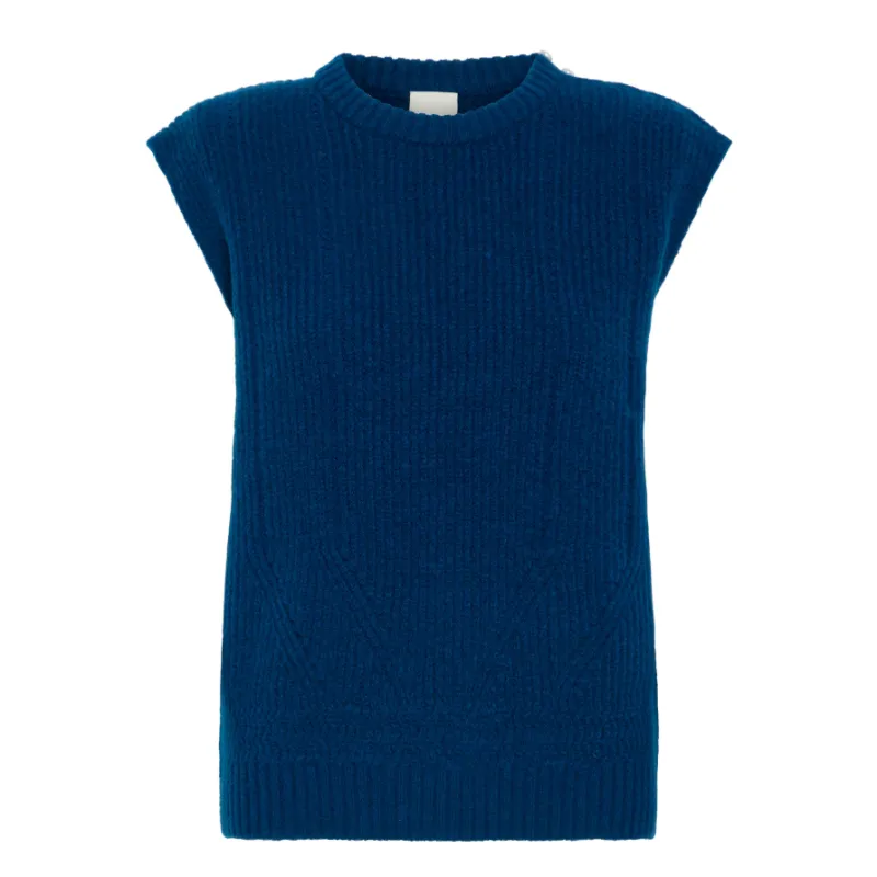 Ichi Womens Waistcoat Povoke Navy Peony