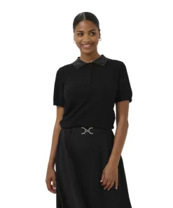 Kaffe Womens Top Carly Polo Black Deep