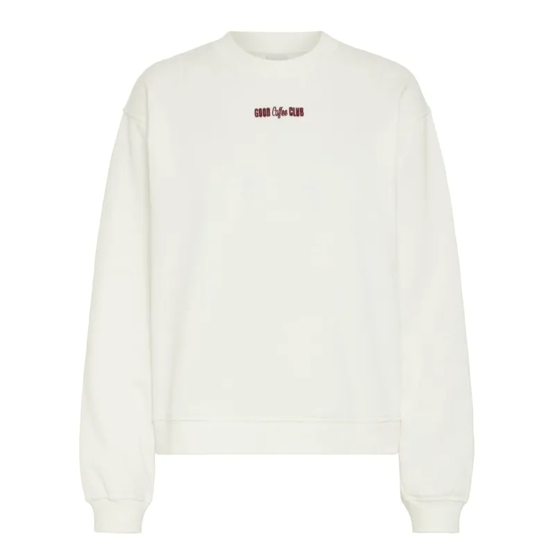 Ichi Womens Sweatshirt Merella Brushed Cloud/Red Dahlia