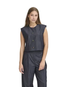 Ichi Womens Waistcoat Jumi Dark Blue