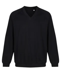V Neck Sweater Cotton Acrylic: Black