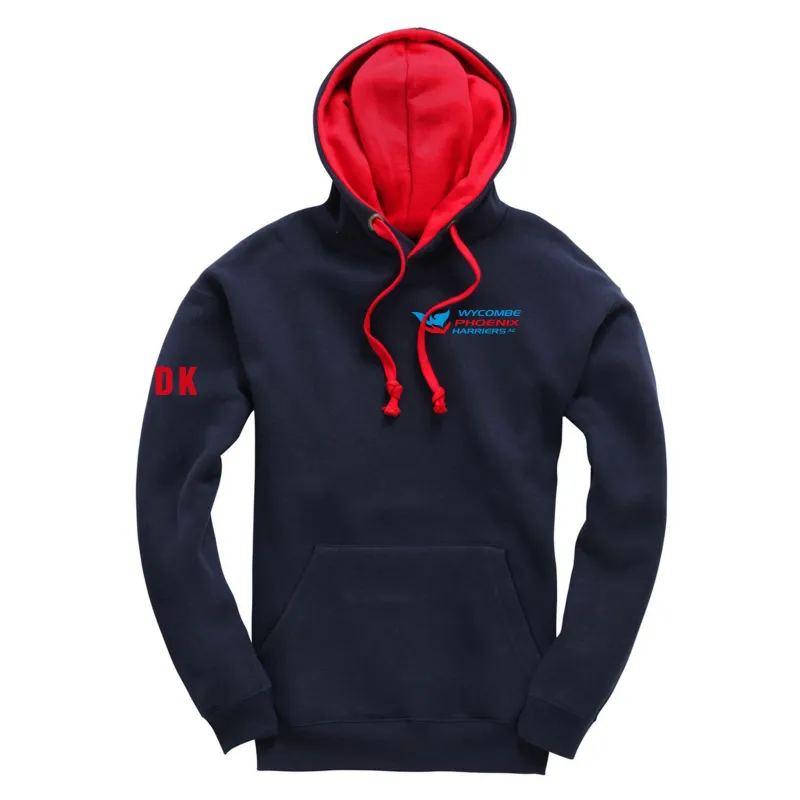 Wycombe Phoenix Harriers AC Contrast Hoodie: Navy/Red
