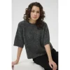Kaffe Womens Emilie Cropped Knit Jumper Dark Grey