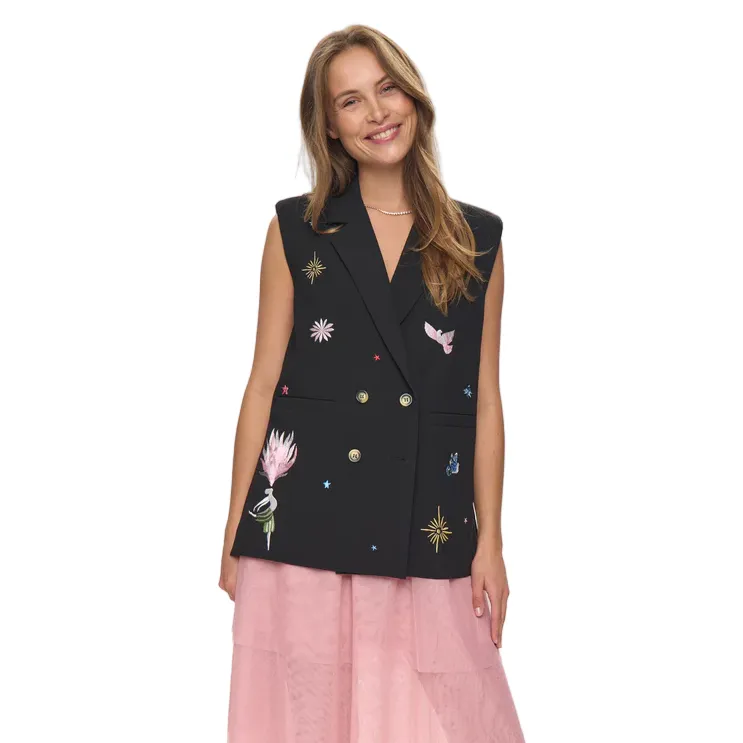 Numph Womens Nualmut Long Vest Caviar