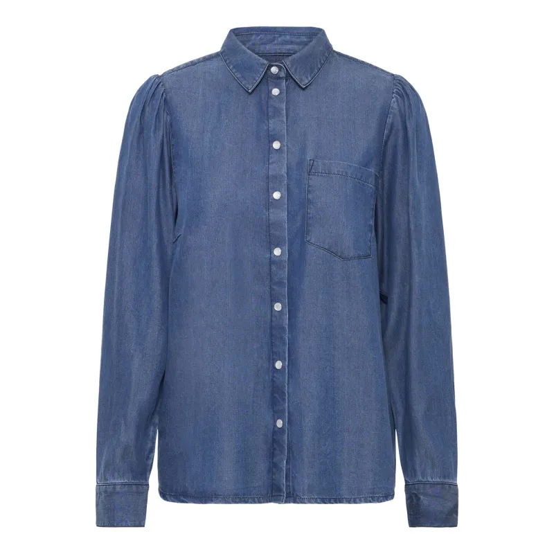 Ichi Womens Shirt Borgie Washed Dark Blue - Image 2