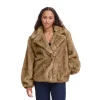 Ichi Womens Ihfazoca Faux Fur Jacket Brown Melange