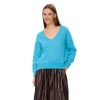 Numph Womens Pullover Riette V-Neck Aquarius