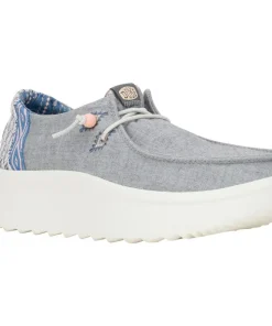 HEYDUDE Wendy Peak Chambray Woven Shoes Grey