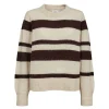 Numph Womens Pullover Riette Wide Stripe Black Coffee