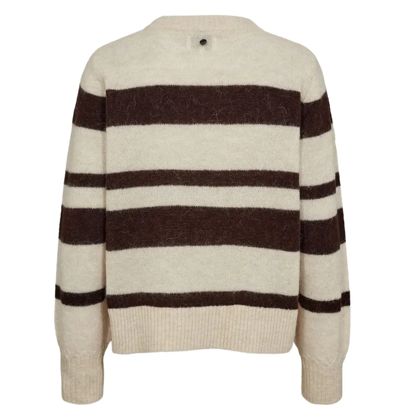 Numph Womens Pullover Riette Wide Stripe Black Coffee - Image 2
