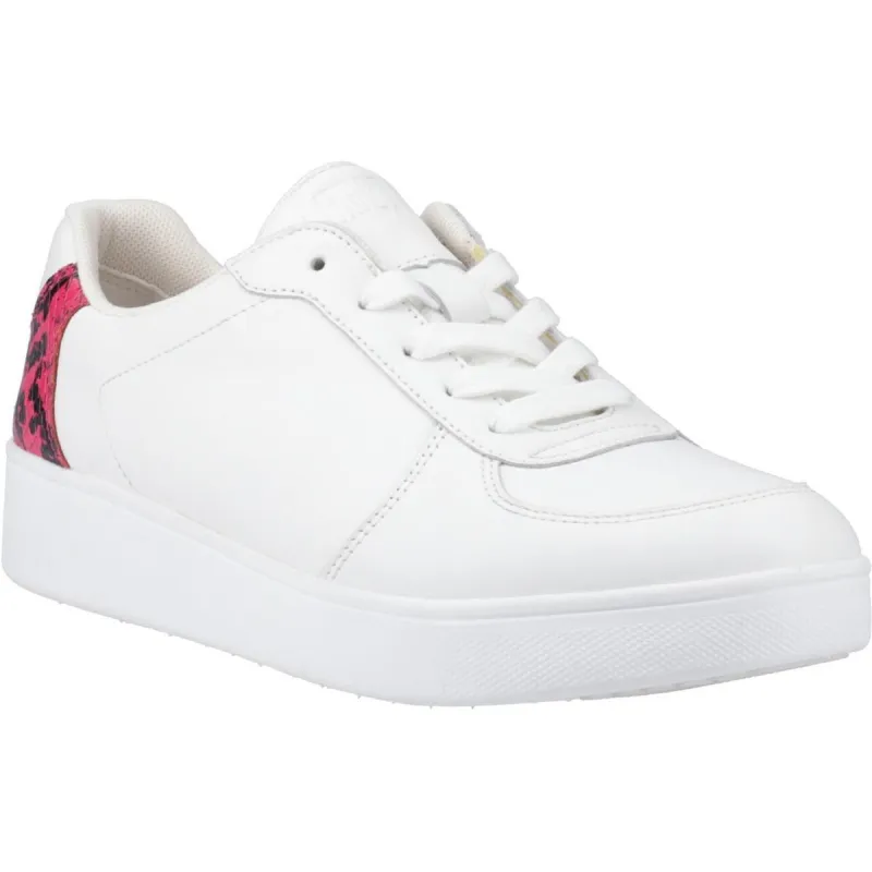 Fitflop Rally Snakeprint-Backtab Sneakers Urban White/Wild Raspberry