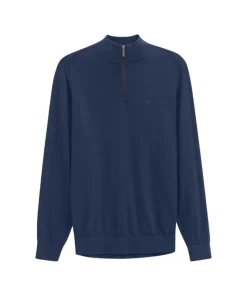 Bugatti Mens Sweater Knit Troyer Navy Blue