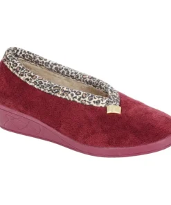 Sleepers Womens Slipper LS843 Burgundy/Ocelot