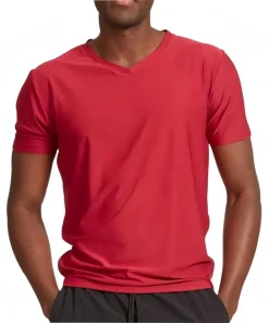 Ohmme Triangulum Short Sleeve Mens Yoga Top - Red