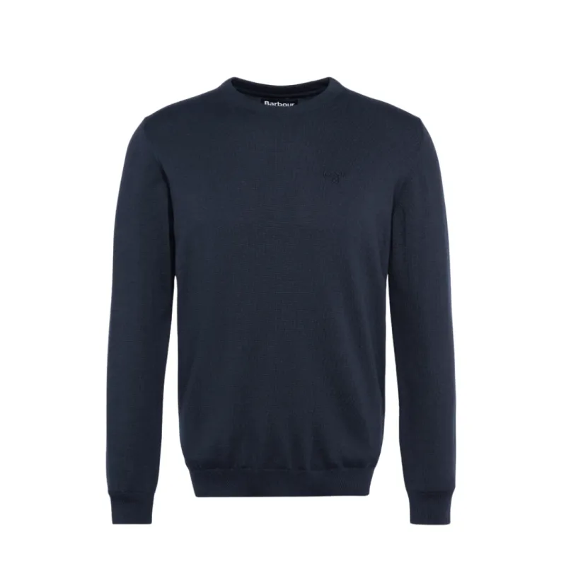 Barbour Mens Jumper Pima Cotton Crew Navy