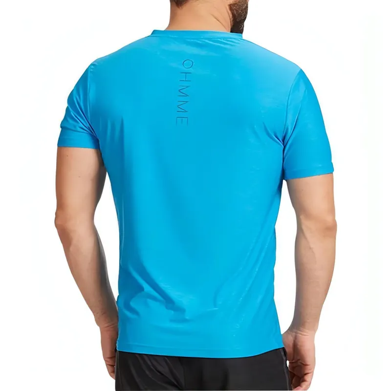 Ohmme Triangulum Short Sleeve Mens Yoga Top - Blue - Image 2