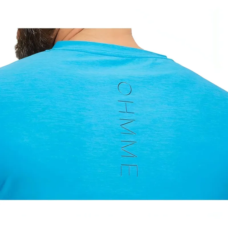 Ohmme Triangulum Short Sleeve Mens Yoga Top - Blue - Image 3