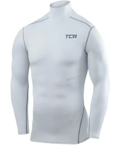 TCA Pro Performance Long Sleeve Mock Mens Compression Top - White
