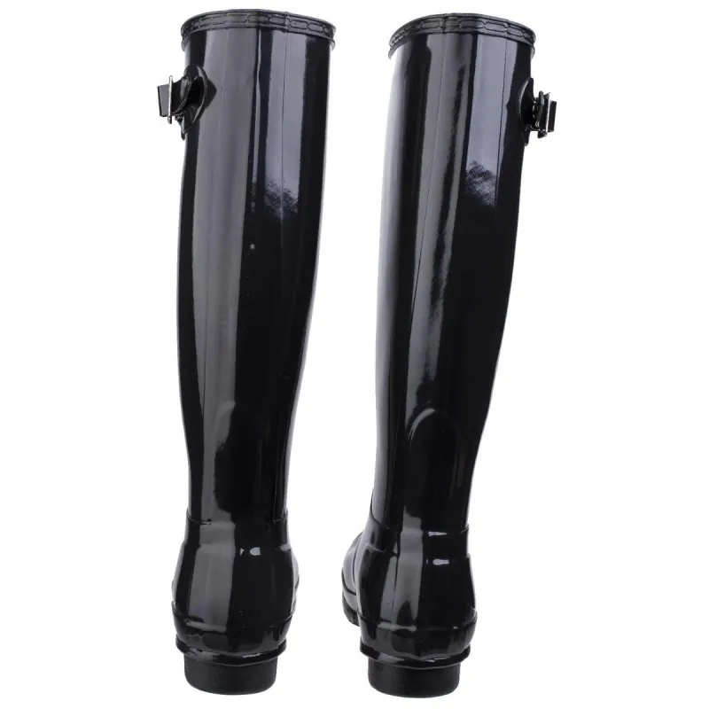 Hunter Original Tall Gloss Wellington Boots Black - Image 3