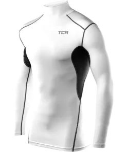 TCA HyperFusion Thermal Mock Neck Mens Long Sleeve Compression Top - White
