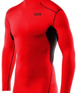 TCA HyperFusion Mock Neck Long Sleeve Junior Compression Top - Red